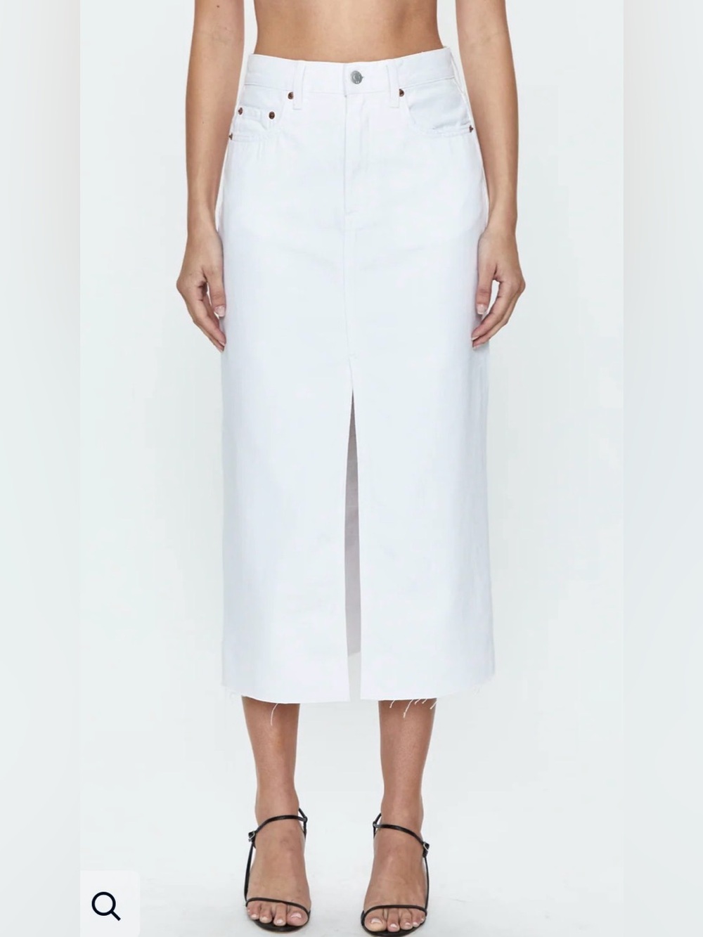 Pistola Alice White Denim Midi Skirt Size 26 Hemp Organic Cotton Front Slit